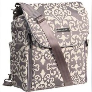 Petunia Pickle Bottom Boxy Backpack Diaper Bag in Vintage Gray Damask ~ EUC